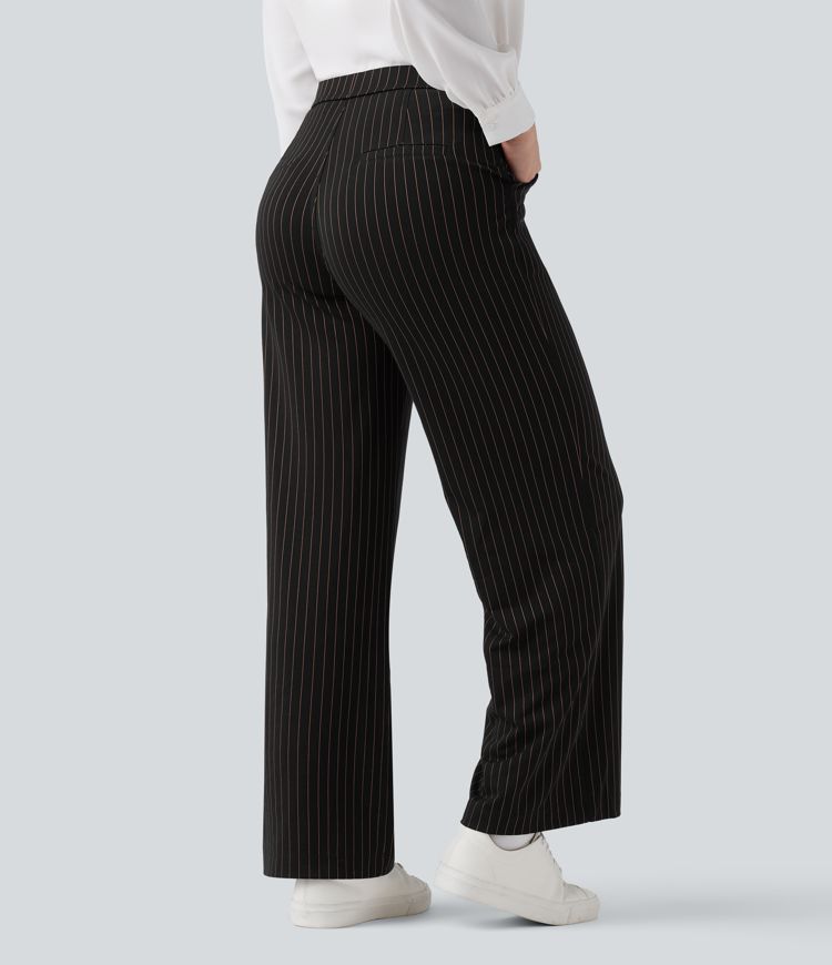 Halara Flex™ High Waisted Straight Leg Cool Touch Stripe Work Pants with Pockets