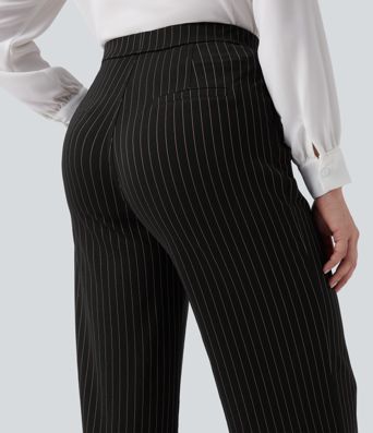 Halara Flex™ High Waisted Straight Leg Cool Touch Stripe Work Pants with Pockets