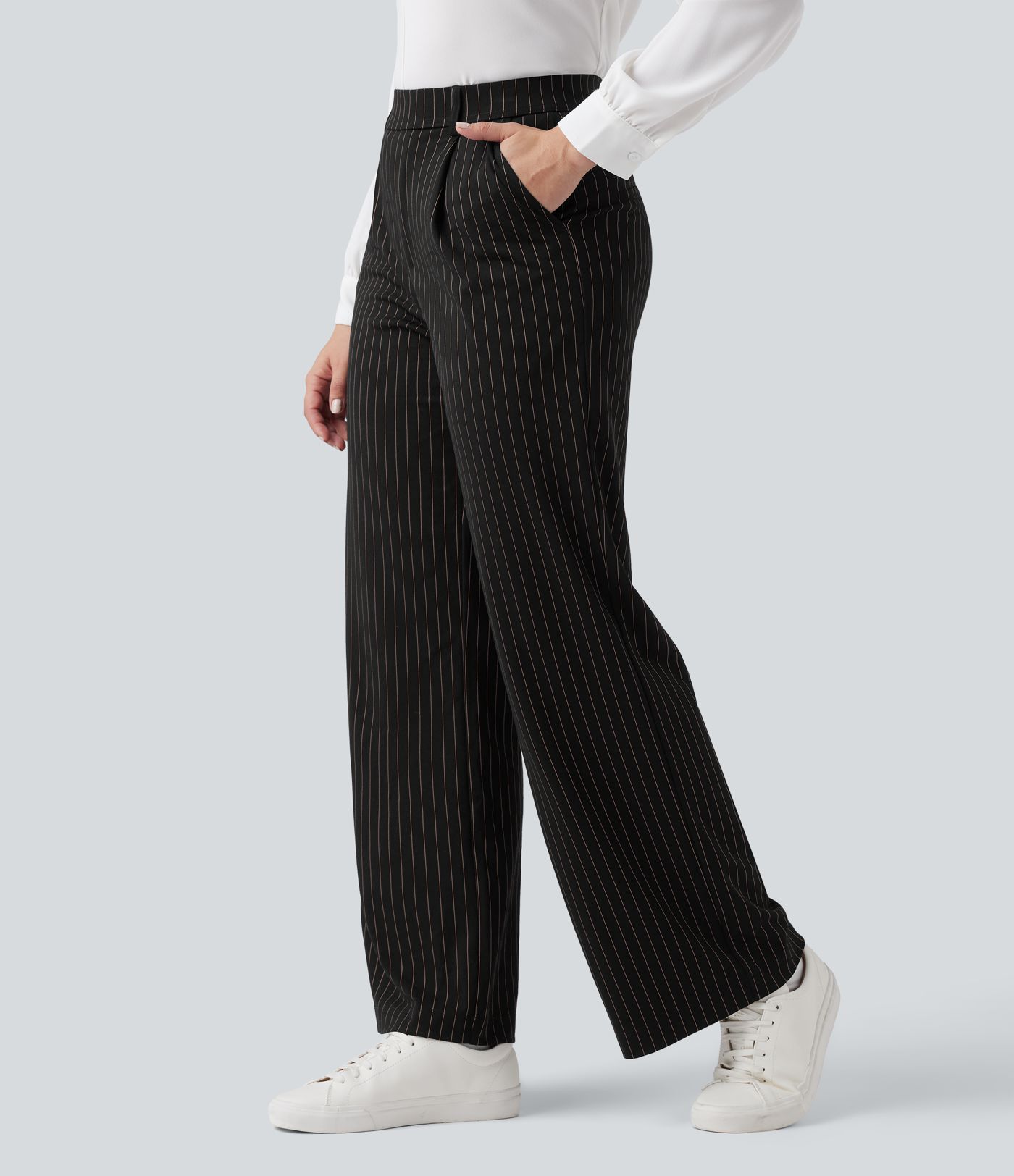 Halara Flex™ High Waisted Straight Leg Cool Touch Stripe Work Pants with Pockets