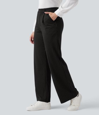 Halara Flex™ High Waisted Straight Leg Cool Touch Stripe Work Pants with Pockets