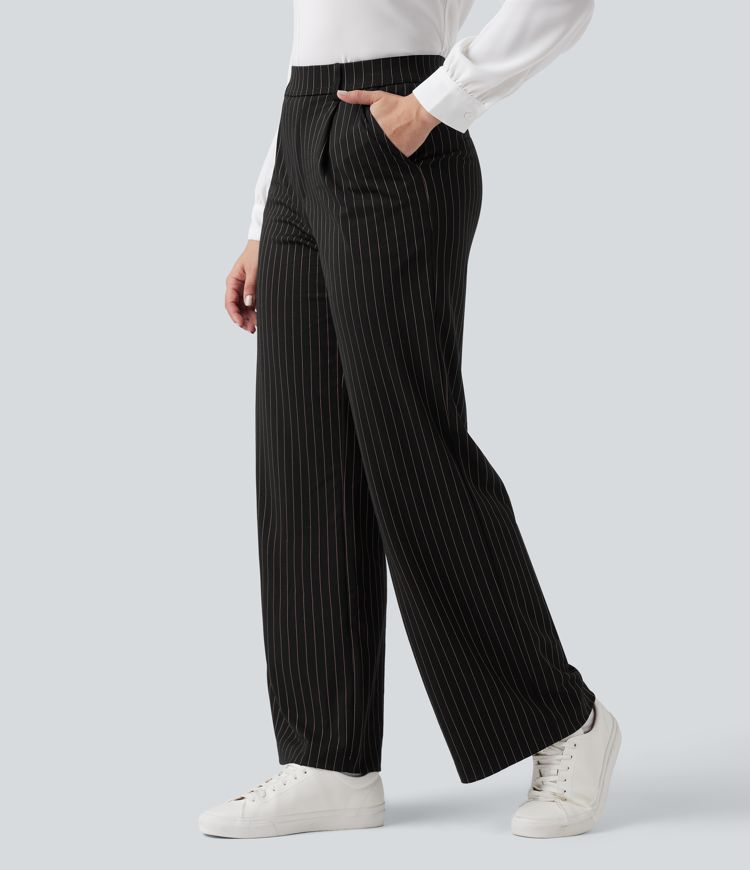 Halara Flex™ High Waisted Straight Leg Cool Touch Stripe Work Pants with Pockets