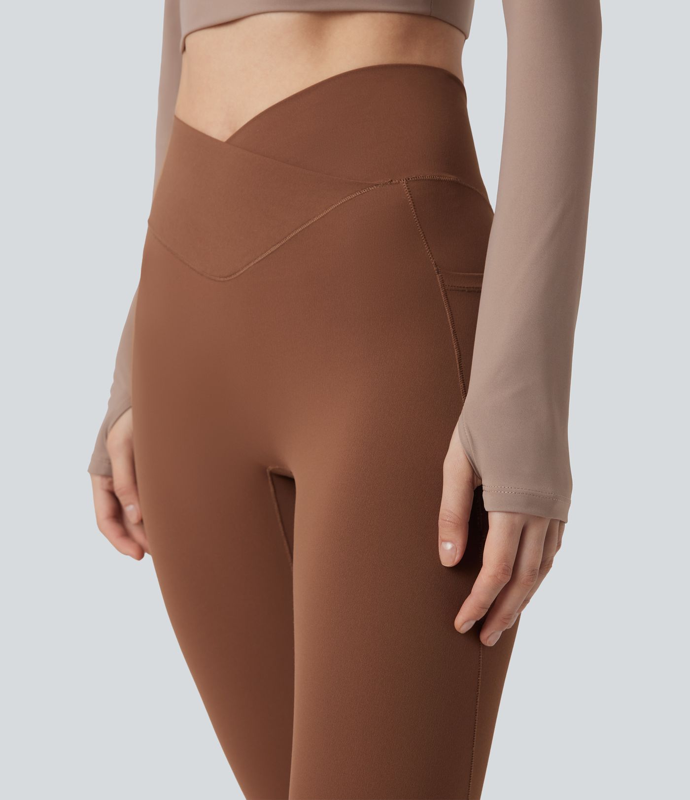 Twisted Backless Long Sleeve Thumb Holes Cropped Yoga Sports Top