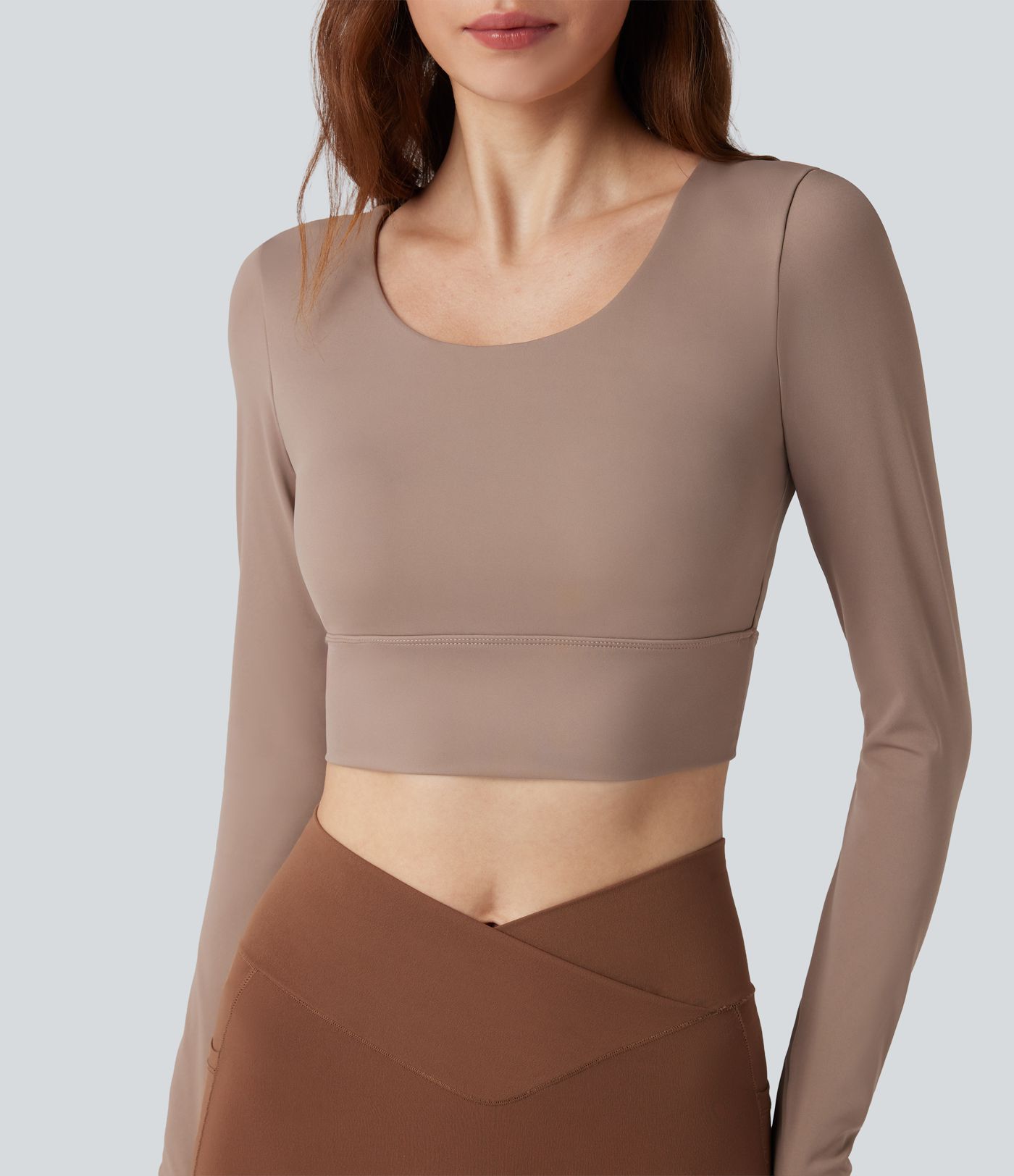 Twisted Backless Long Sleeve Thumb Holes Cropped Yoga Sports Top