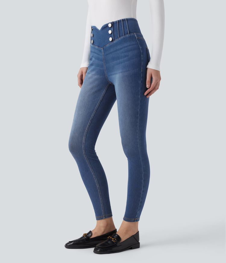 Legging skinny en denim Halara Flex™ taille haute gainant avec poches