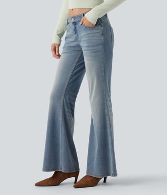 Halara Flex™ Low Rise Flare Washed Casual Jeans with Pockets