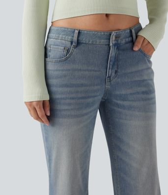 Halara Flex™ Low Rise Flare Washed Casual Jeans with Pockets