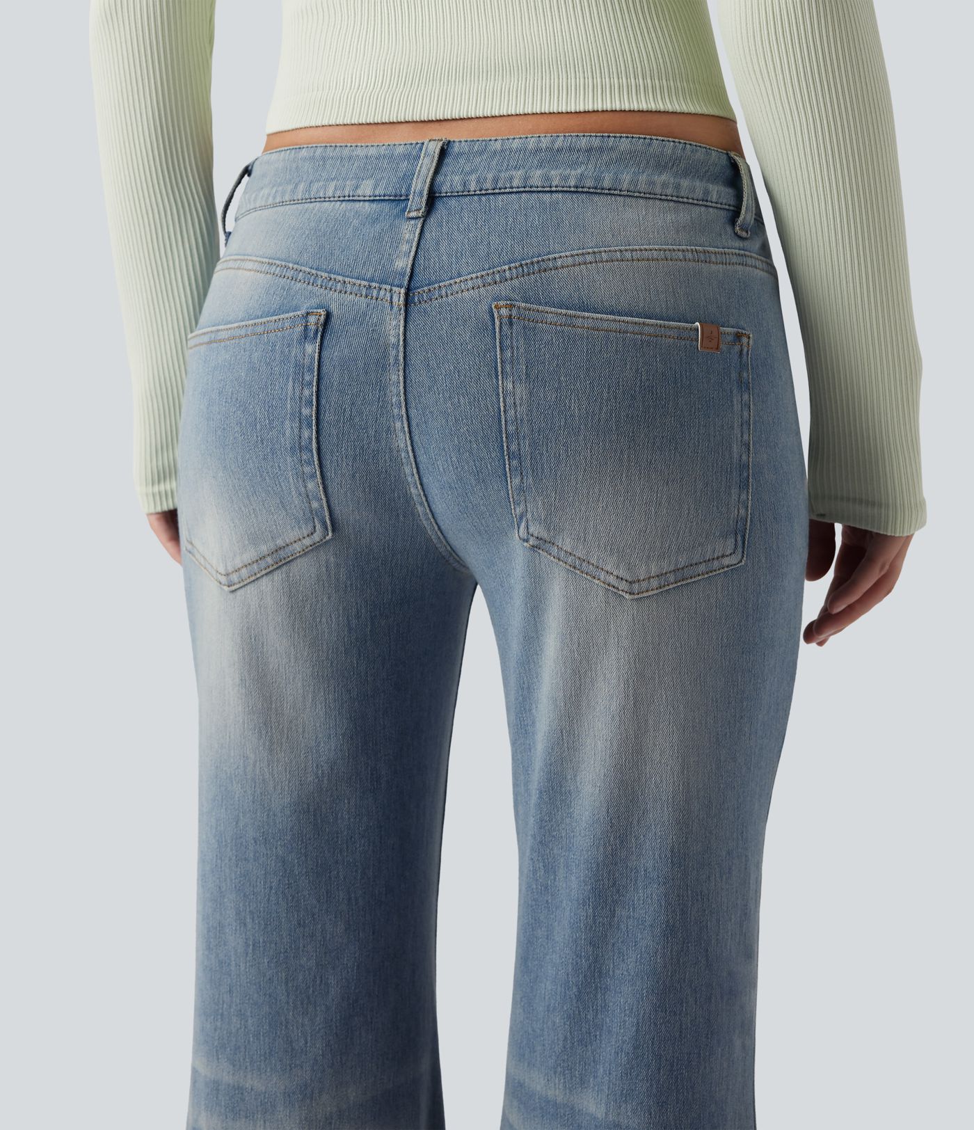 Halara Flex™ Low Rise Flare Washed Casual Jeans with Pockets