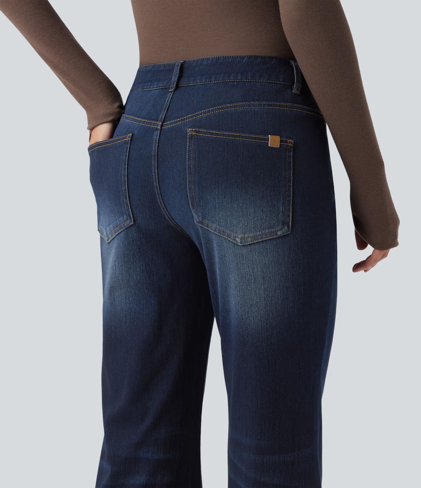 Halara Flex™ Low Rise Flare Washed Casual Jeans with Pockets