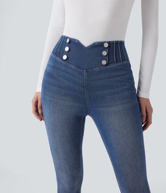 Legging skinny en denim Halara Flex™ taille haute gainant avec poches