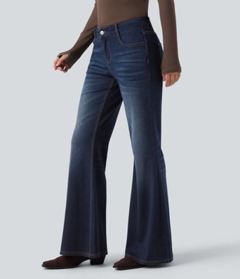 Halara Flex™ Low Rise Flare Washed Casual Jeans with Pockets