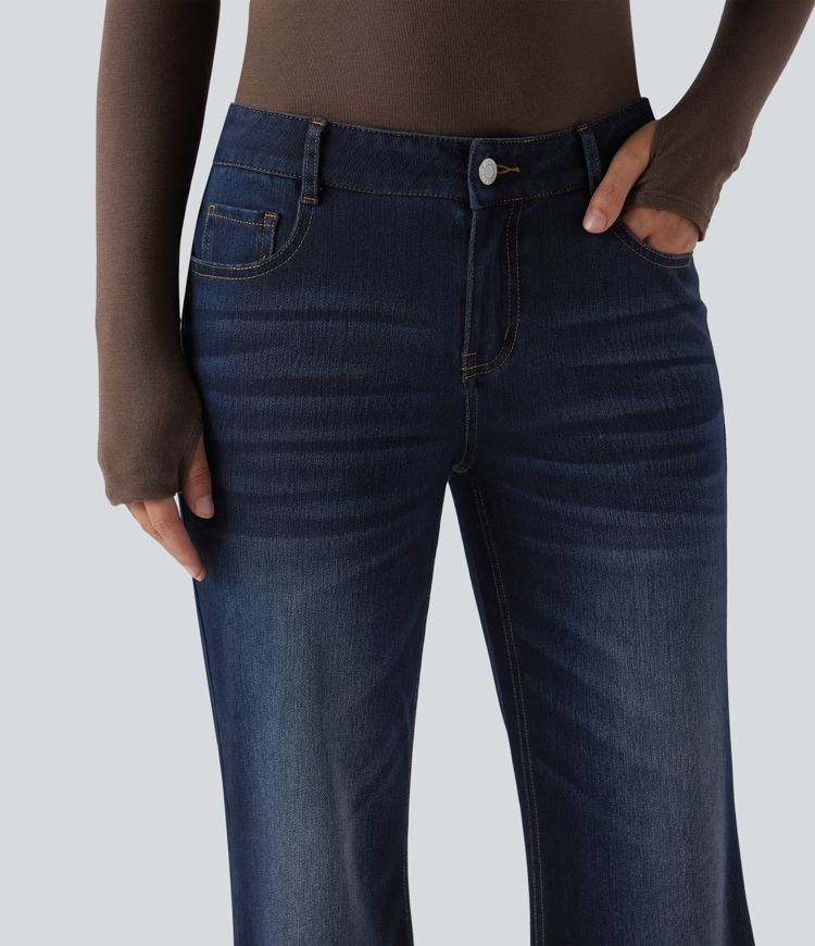 Halara Flex™ Low Rise Flare Washed Casual Jeans with Pockets