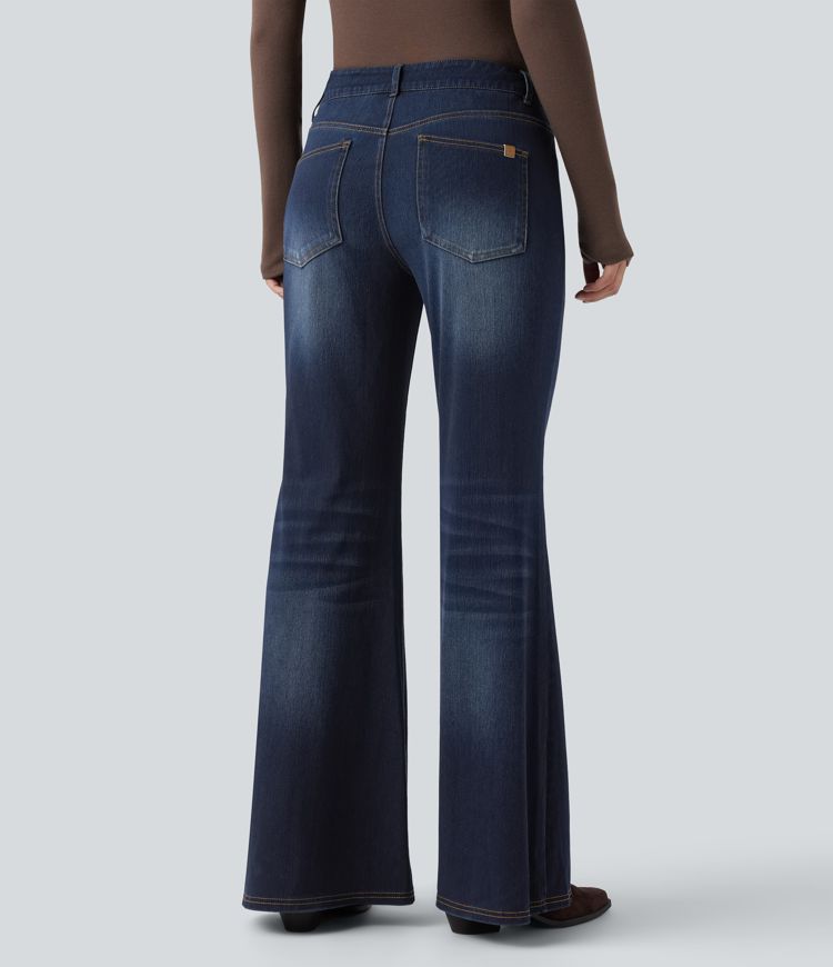 Halara Flex™ Low Rise Flare Washed Casual Jeans with Pockets