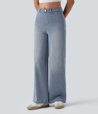 Halara Flex™ High Waisted Tummy Control Wide Leg Casual Jeans with Pockets