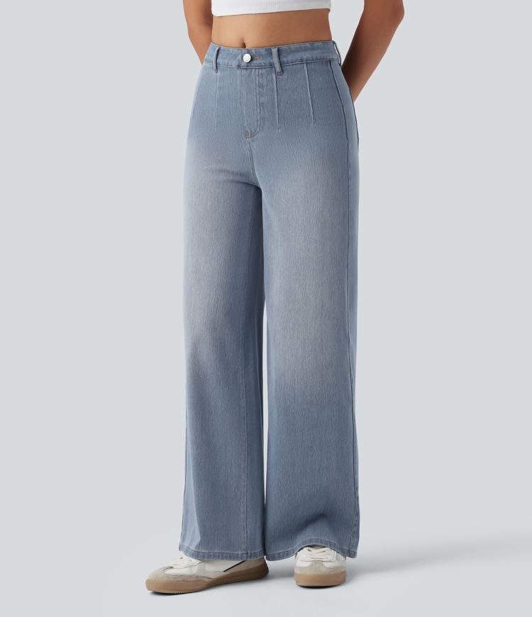 Halara Flex™ High Waisted Tummy Control Wide Leg Casual Jeans with Pockets