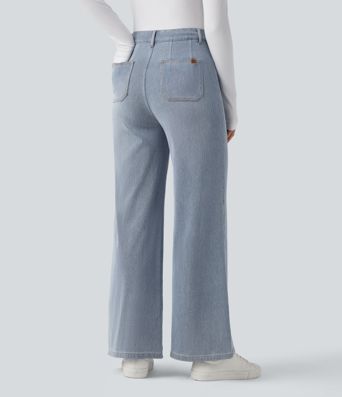 Halara Flex™ High Waisted Tummy Control Wide Leg Casual Jeans with Pockets