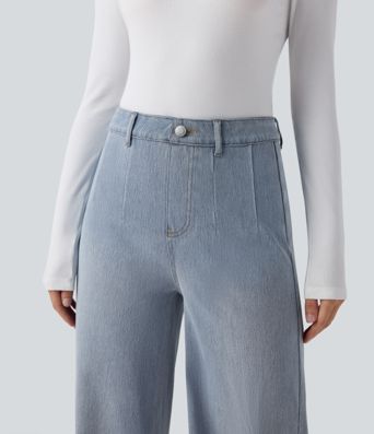 Halara Flex™ High Waisted Tummy Control Wide Leg Casual Jeans with Pockets