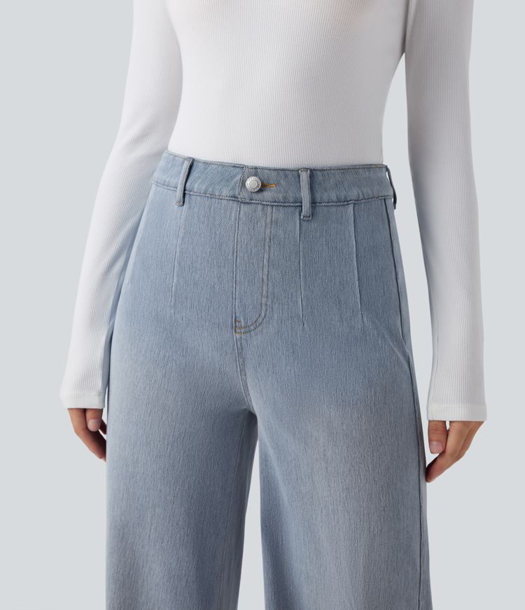 Halara Flex™ High Waisted Tummy Control Wide Leg Casual Jeans with Pockets