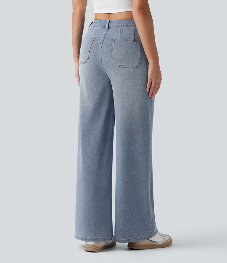 Halara Flex™ High Waisted Tummy Control Wide Leg Casual Jeans with Pockets