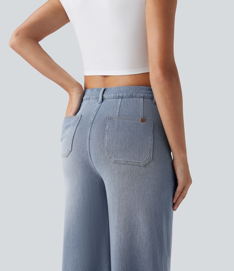 Halara Flex™ High Waisted Tummy Control Wide Leg Casual Jeans with Pockets