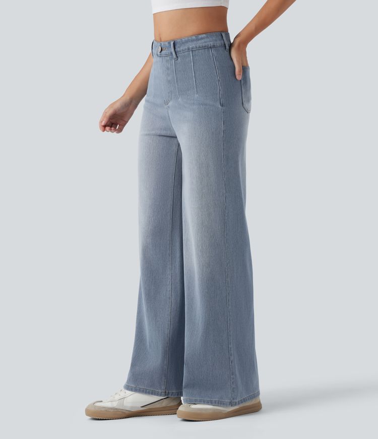 Halara Flex™ High Waisted Tummy Control Wide Leg Casual Jeans with Pockets
