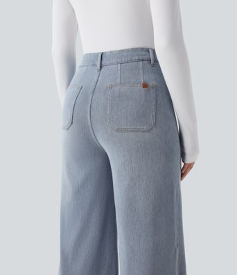 Halara Flex™ High Waisted Tummy Control Wide Leg Casual Jeans with Pockets