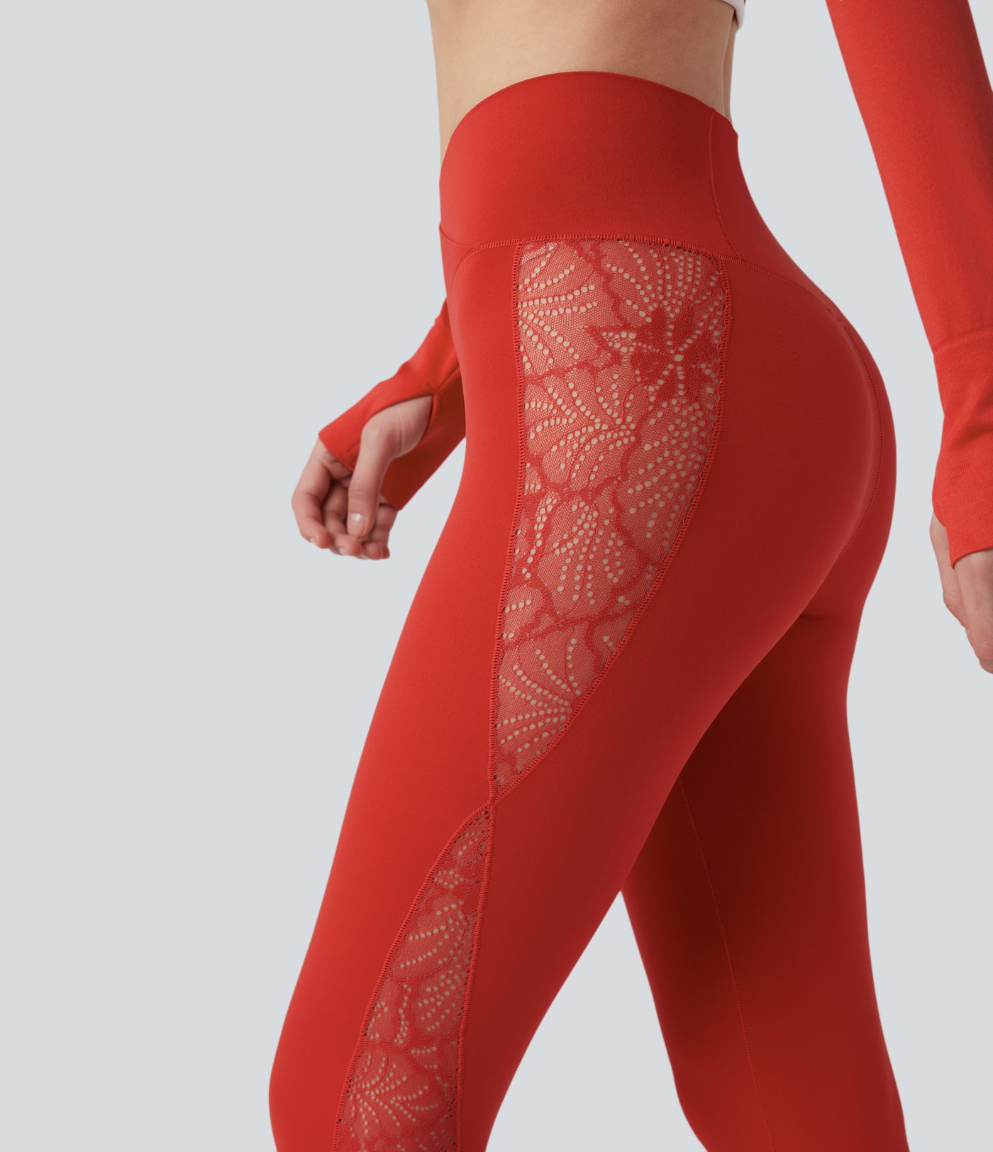 Leggings de yoga SoftlyZero™ taille haute avec dentelle contrastée et poches - Protection UV UPF50+
