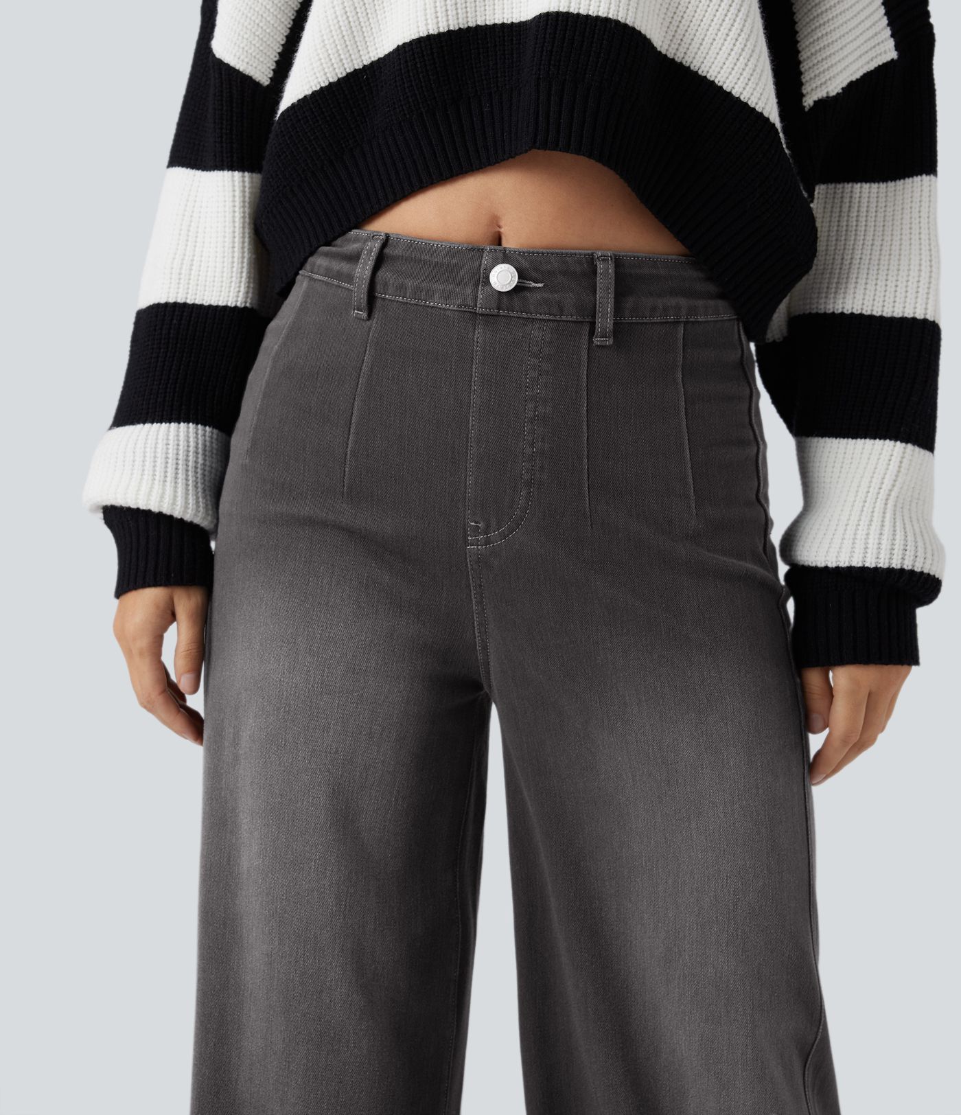 Halara Flex™ High Waisted Tummy Control Women Wide Leg Baggy Casual Denim Jeans with Pockets