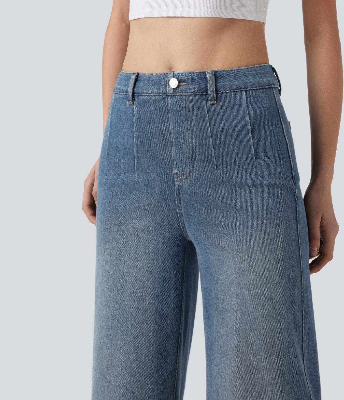 Halara Flex™ High Waisted Tummy Control Wide Leg Casual Jeans with Pockets