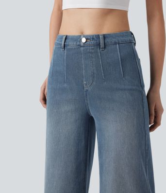 Halara Flex™ High Waisted Tummy Control Wide Leg Casual Jeans with Pockets