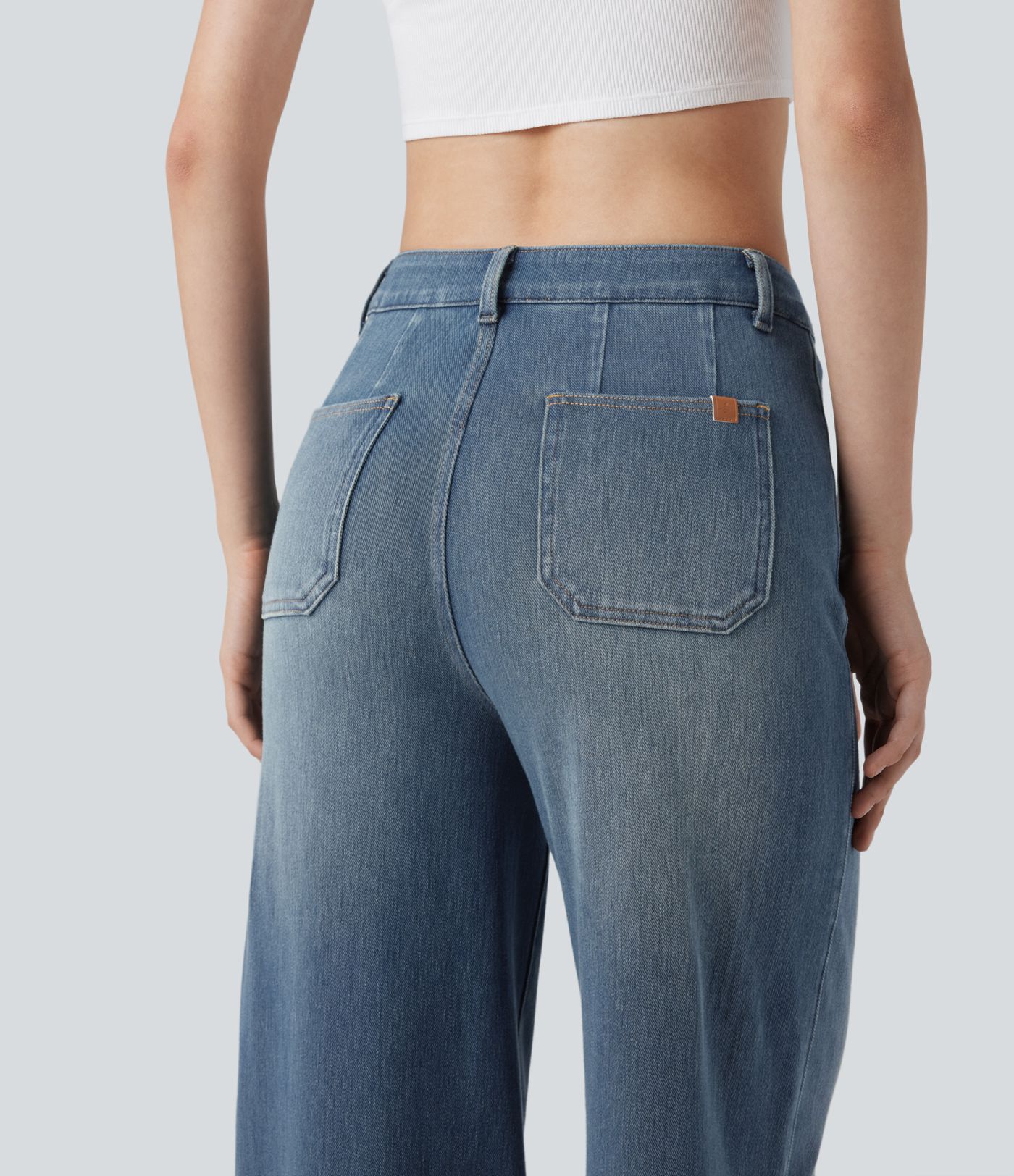 Halara Flex™ High Waisted Tummy Control Wide Leg Casual Jeans with Pockets