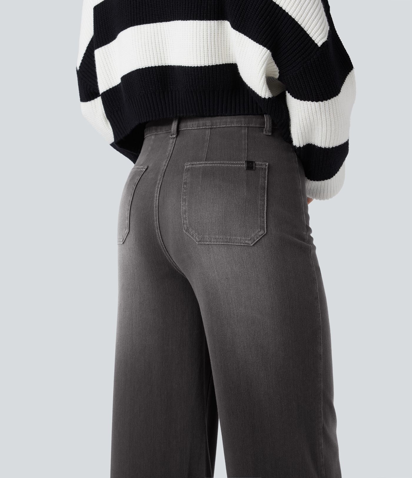 Halara Flex™ High Waisted Tummy Control Women Wide Leg Baggy Casual Denim Jeans with Pockets