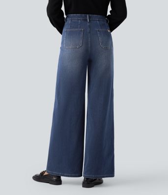 Halara Flex™ High Waisted Tummy Control Wide Leg Casual Jeans with Pockets