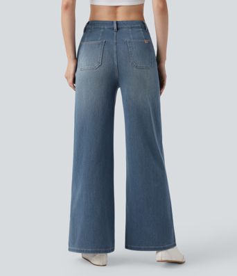 Halara Flex™ High Waisted Tummy Control Wide Leg Casual Jeans with Pockets