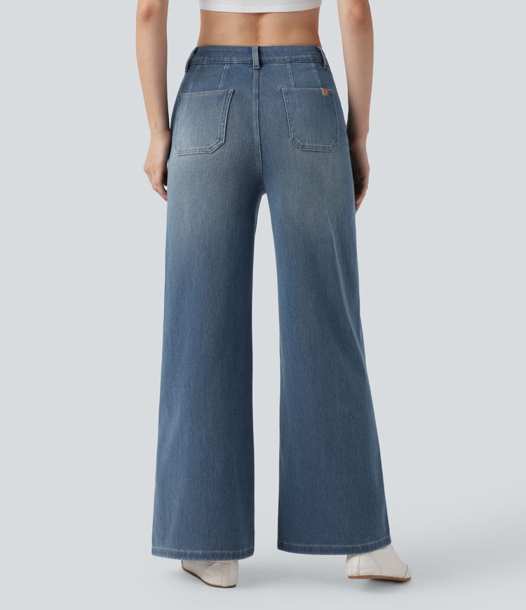 Halara Flex™ High Waisted Tummy Control Wide Leg Casual Jeans with Pockets