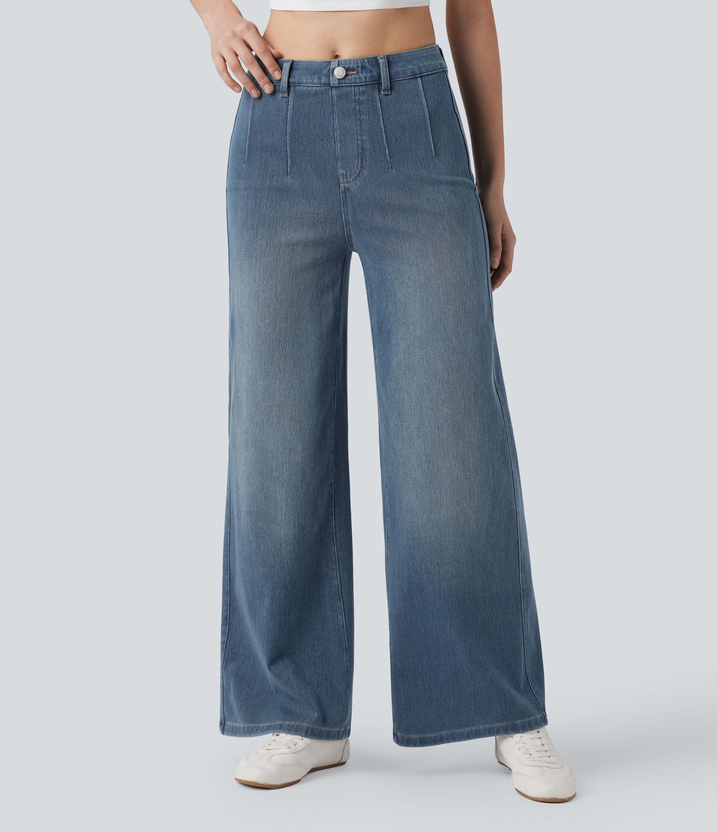 Halara Flex™ High Waisted Tummy Control Wide Leg Casual Jeans with Pockets