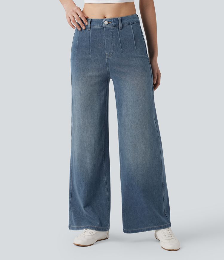 Halara Flex™ High Waisted Tummy Control Wide Leg Casual Jeans with Pockets