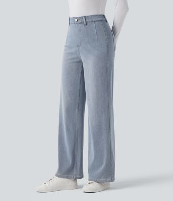 Halara Flex™ High Waisted Tummy Control Wide Leg Casual Jeans with Pockets