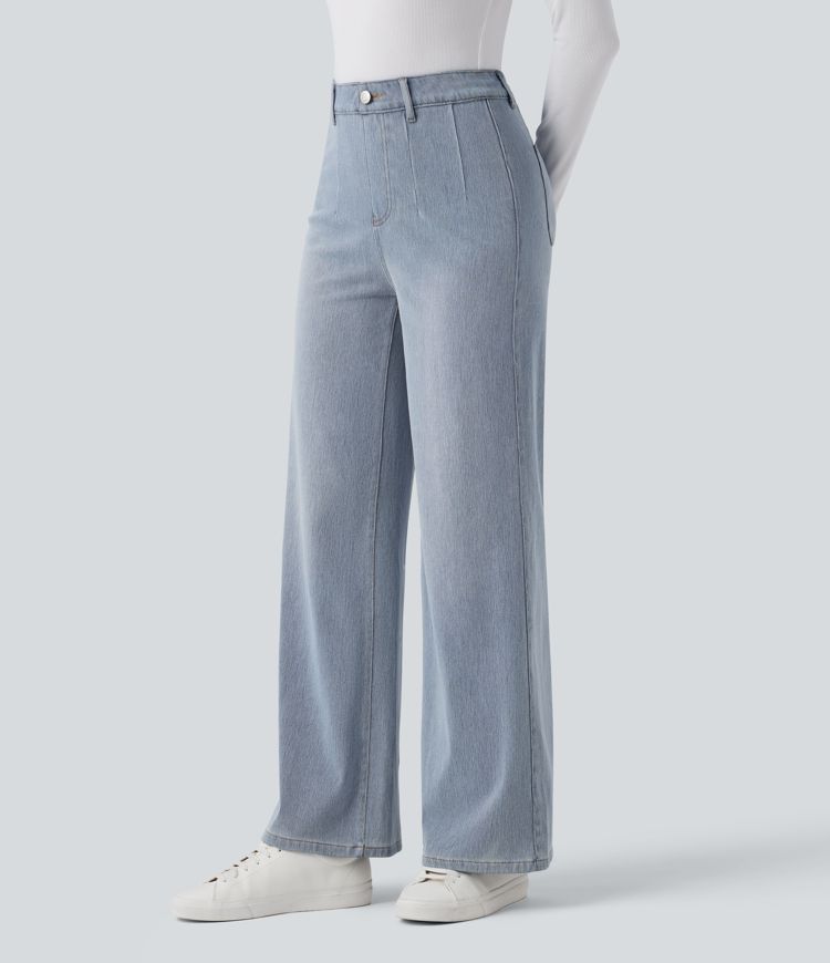 Halara Flex™ High Waisted Tummy Control Wide Leg Casual Jeans with Pockets