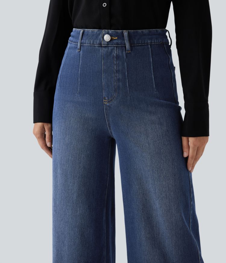Halara Flex™ High Waisted Tummy Control Wide Leg Casual Jeans with Pockets