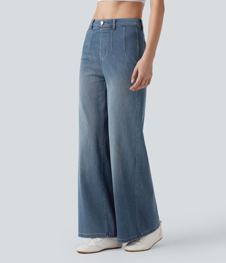 Halara Flex™ High Waisted Tummy Control Wide Leg Casual Jeans with Pockets