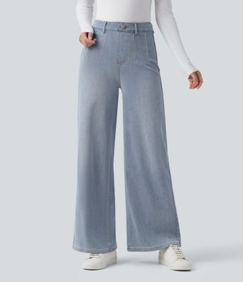 Halara Flex™ High Waisted Tummy Control Wide Leg Casual Jeans with Pockets