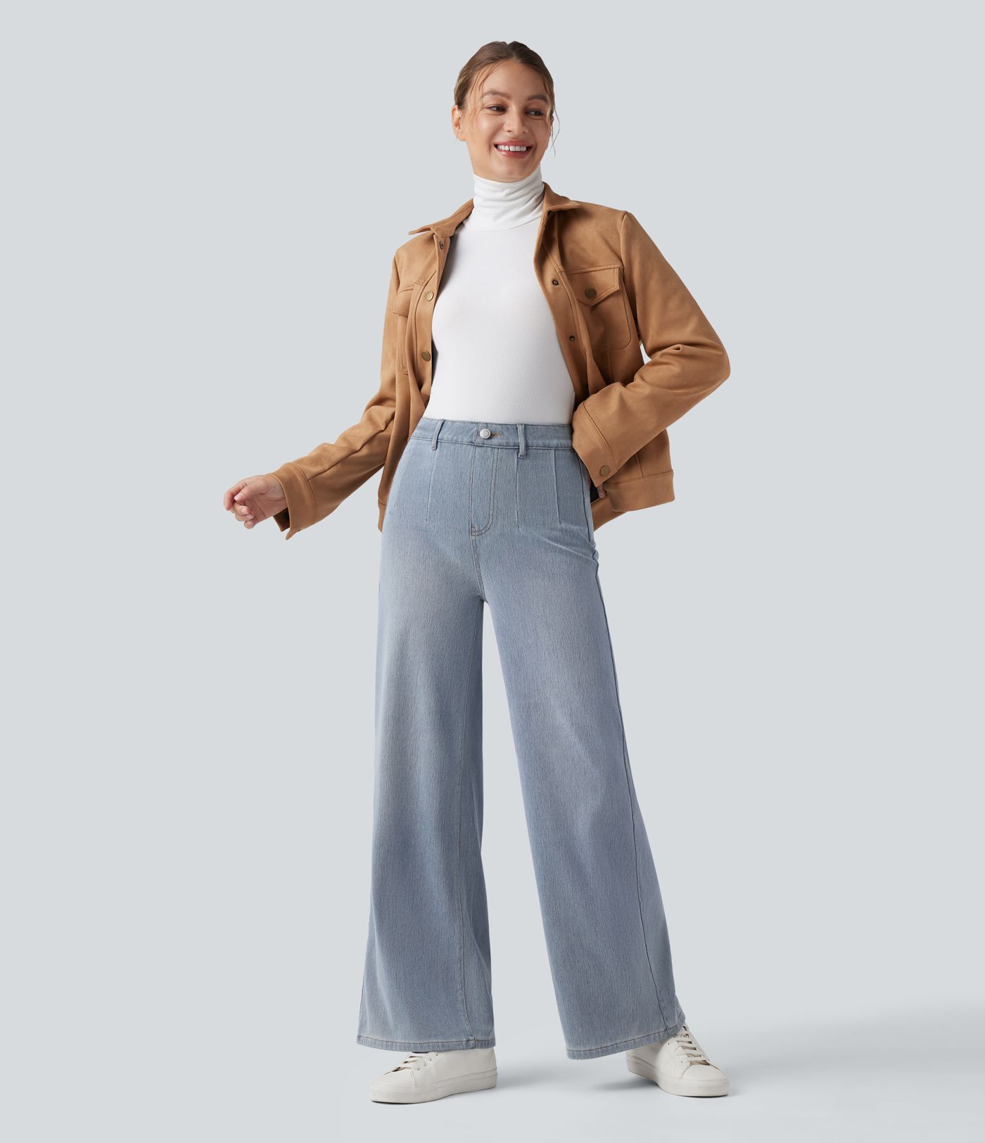 Halara Flex™ High Waisted Tummy Control Wide Leg Casual Jeans with Pockets