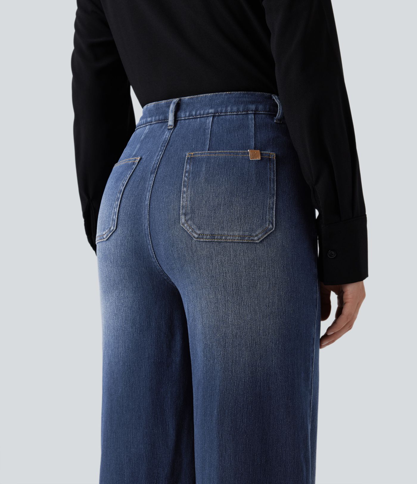 Halara Flex™ High Waisted Tummy Control Wide Leg Casual Jeans with Pockets