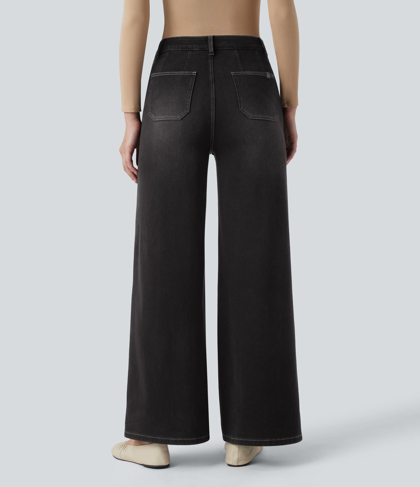 Halara Flex™ High Waisted Shaping Tummy Control Wide Leg Casual Jeans with Pockets