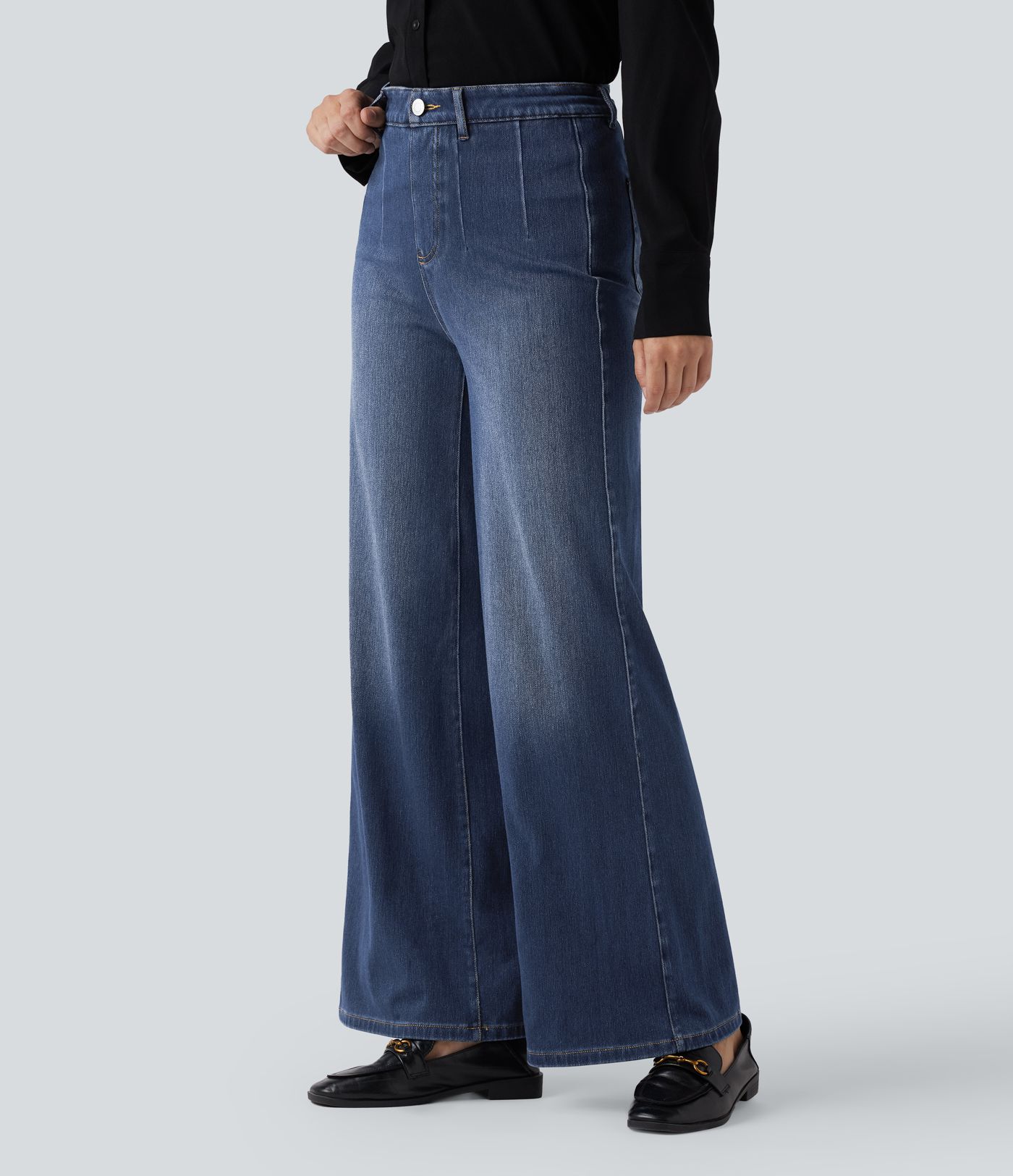 Halara Flex™ High Waisted Tummy Control Wide Leg Casual Jeans with Pockets