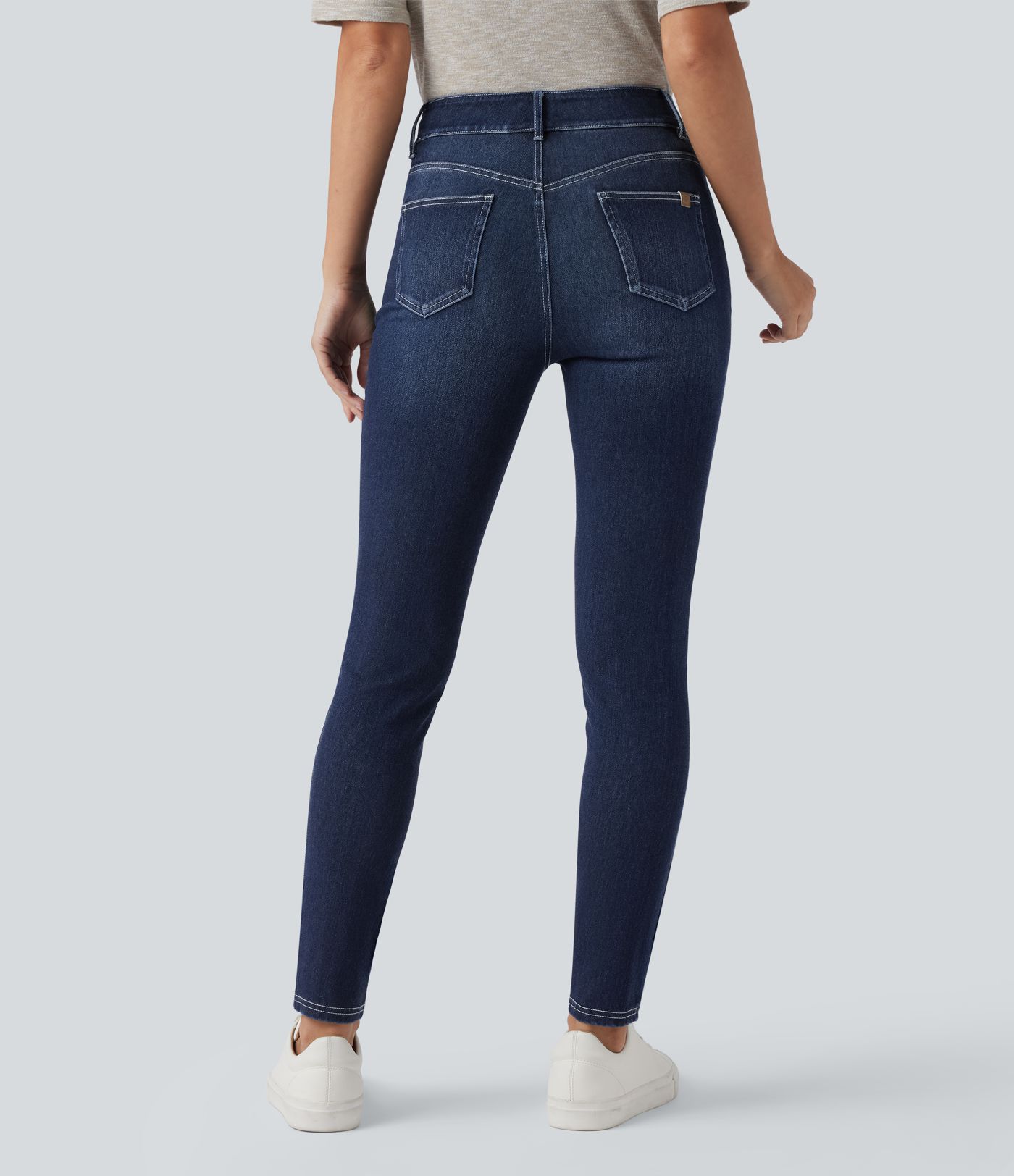 Halara Flex™ Mid Rise Washed Casual Skinny Jeans with Pockets