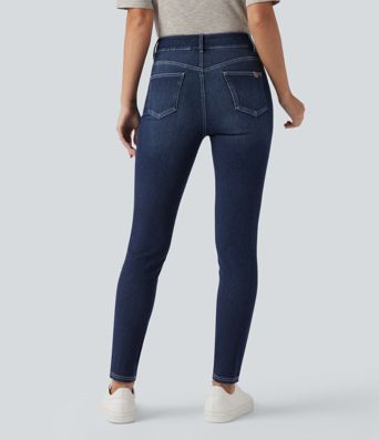 Halara Flex™ Mid Rise Washed Casual Skinny Jeans with Pockets