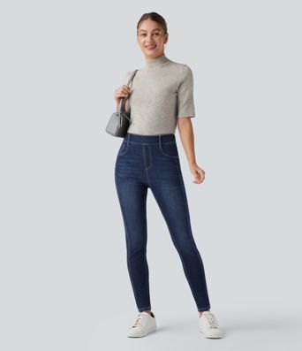 Halara Flex™ Mid Rise Washed Casual Skinny Jeans with Pockets