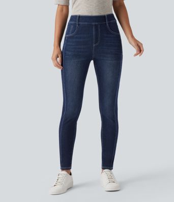 Halara Flex™ Mid Rise Washed Casual Skinny Jeans with Pockets