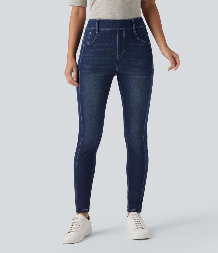 Halara Flex™ Mid Rise Washed Casual Skinny Jeans with Pockets